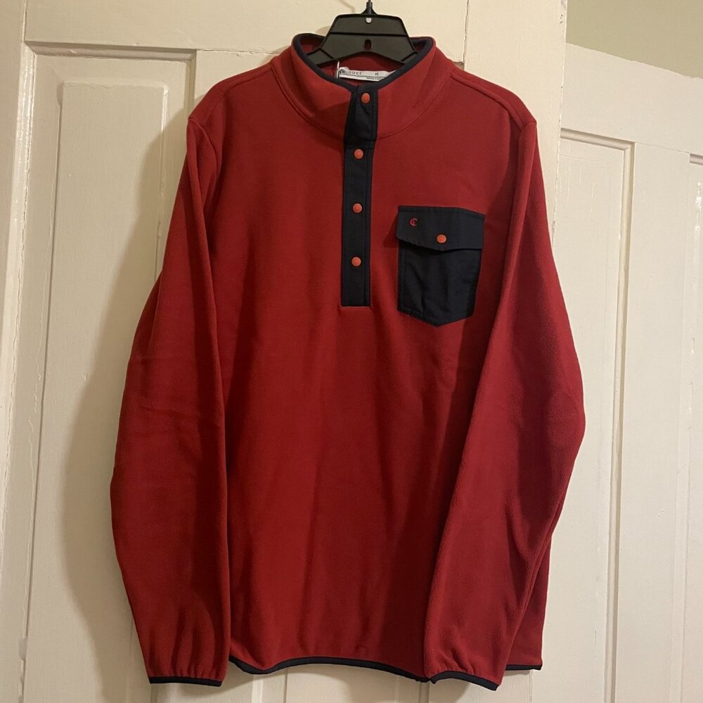 CRIQUET Performance Red Mock Neck 1/4 Snap Fleece Pullover Men Medium NWT